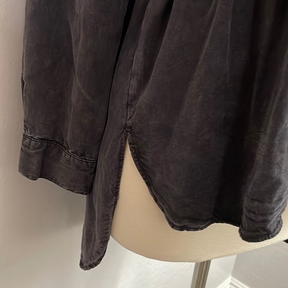 Zara woman premium denim black high low soft ladies 3/4 snap button down top - Picture 6 of 12